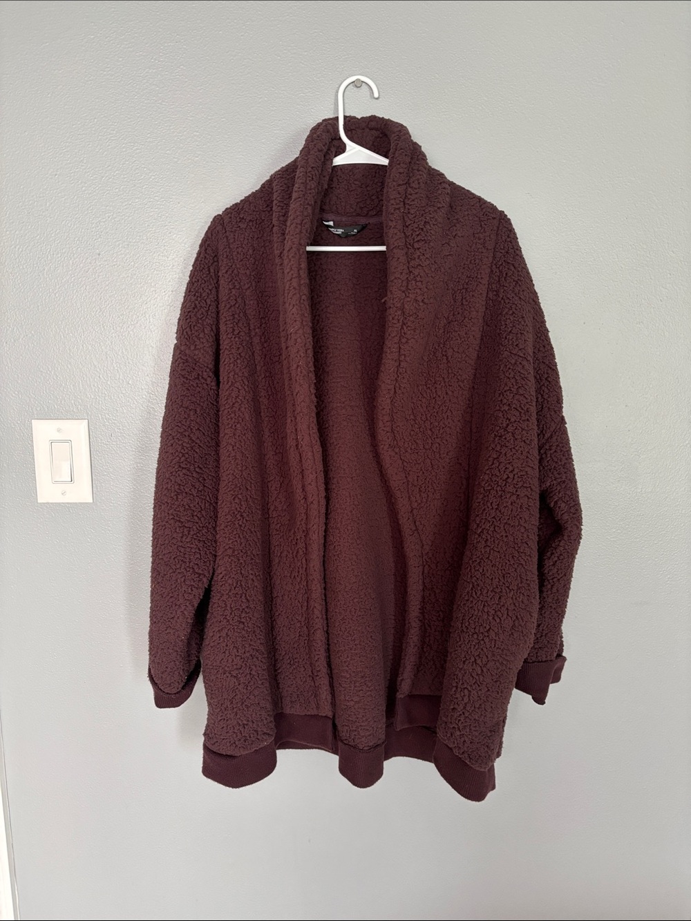 Simply Vera Vera Wang Plush Open-Front Teddy Jacket - Burgundy